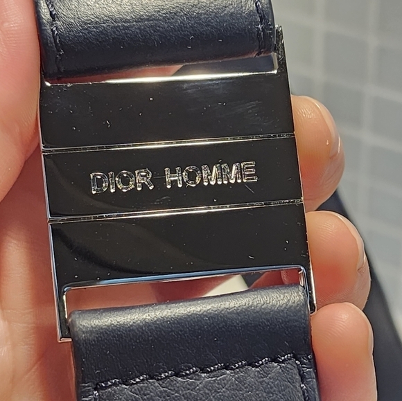 Auth! Dior Homme cowhide leather navy bag strap - Picture 5 of 14